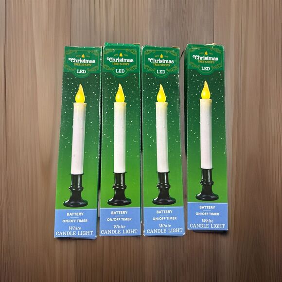 The Christmas Tree Shop LED Battery Operated Candle Lights White Black Base 4pk - Picture 2 of 4